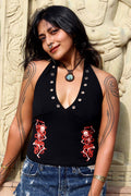 Ritual Halter Top in black, front