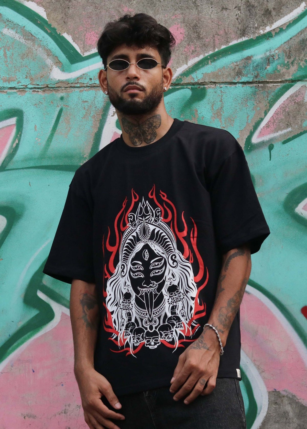 Mahakali tee, front print close-up