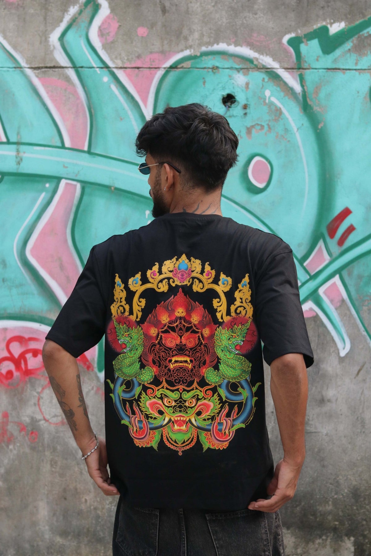 Divine Wrath tee, back, graffiti wall